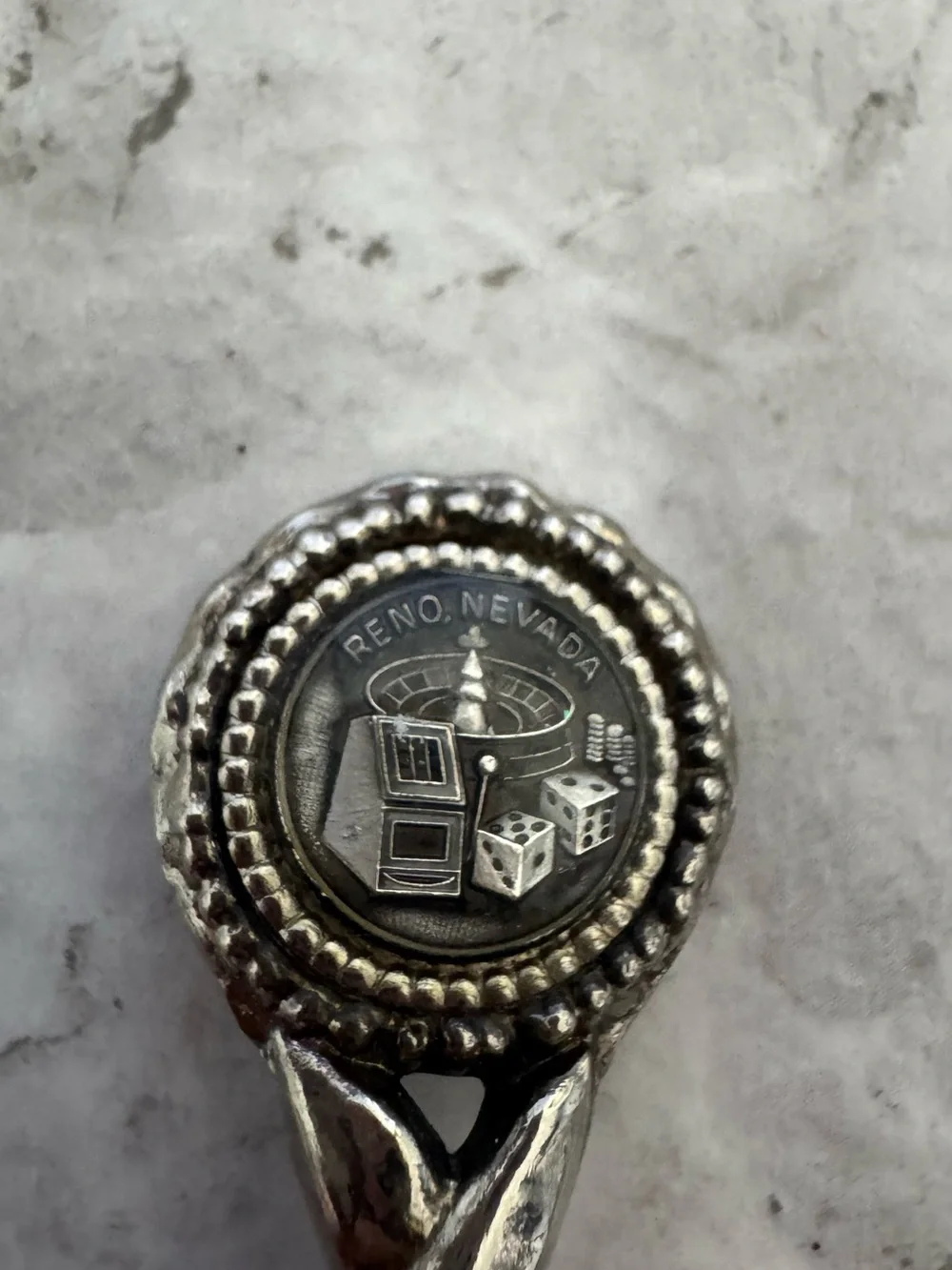 Silver Hand Bell with Nevada symbols Handle